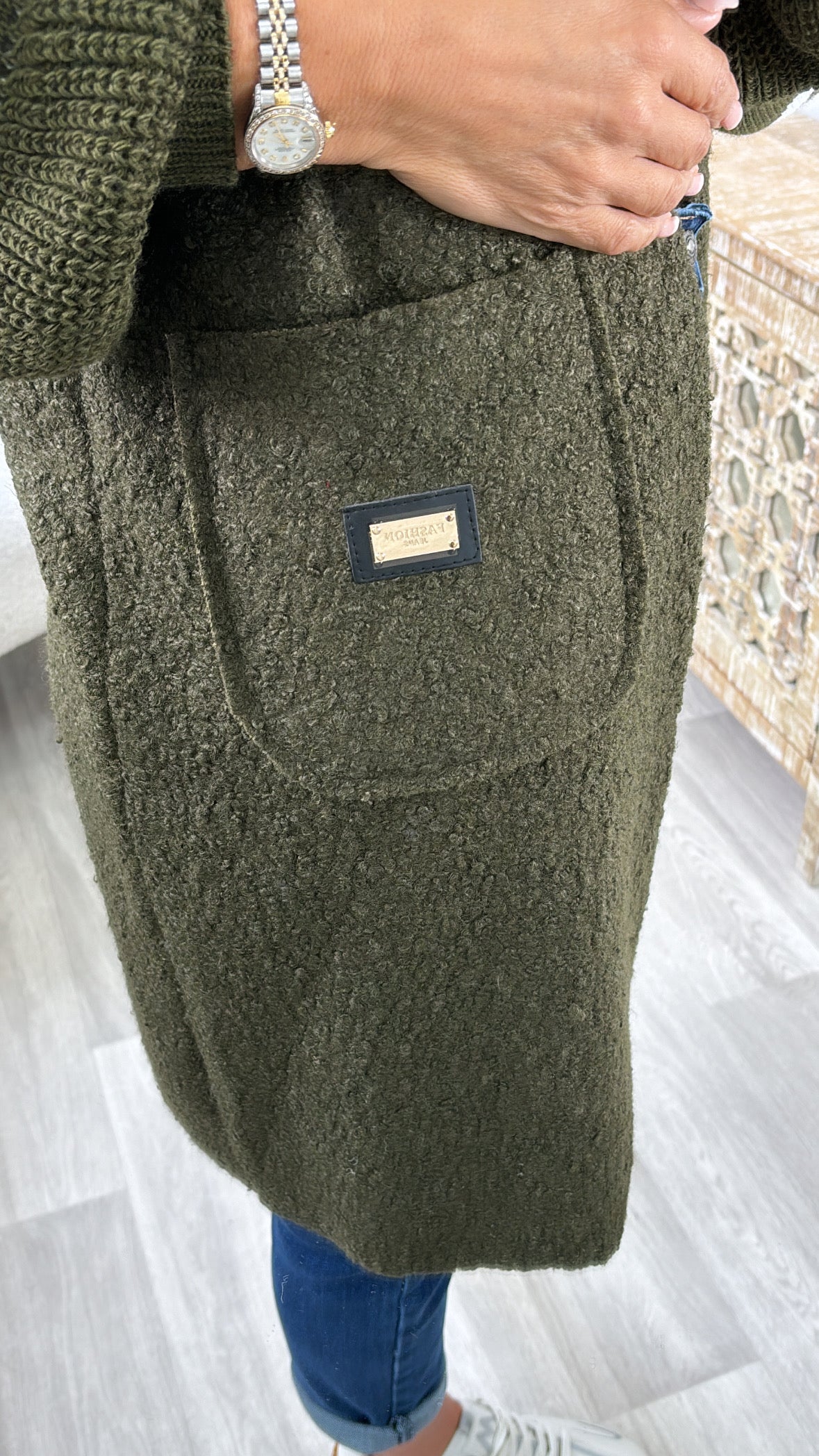 Yvonne Khaki Heart Sleeve Coadigan