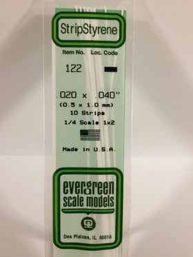 Evergreen .020" x .040" White Strip - Polystyrene - #122