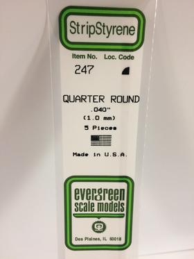 Evergreen Quarter Round .040" - Opaque White Polystyrene - #247