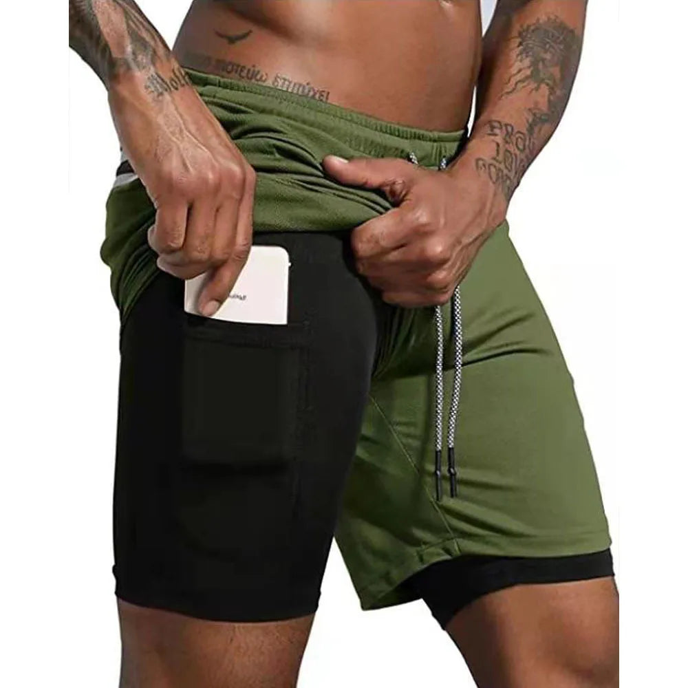 Shorts Sportswear Double-deck Running Shorts 2 In 1 Beach Bottoms Summer Gym Fitness Training Jogging Short Pants Men
