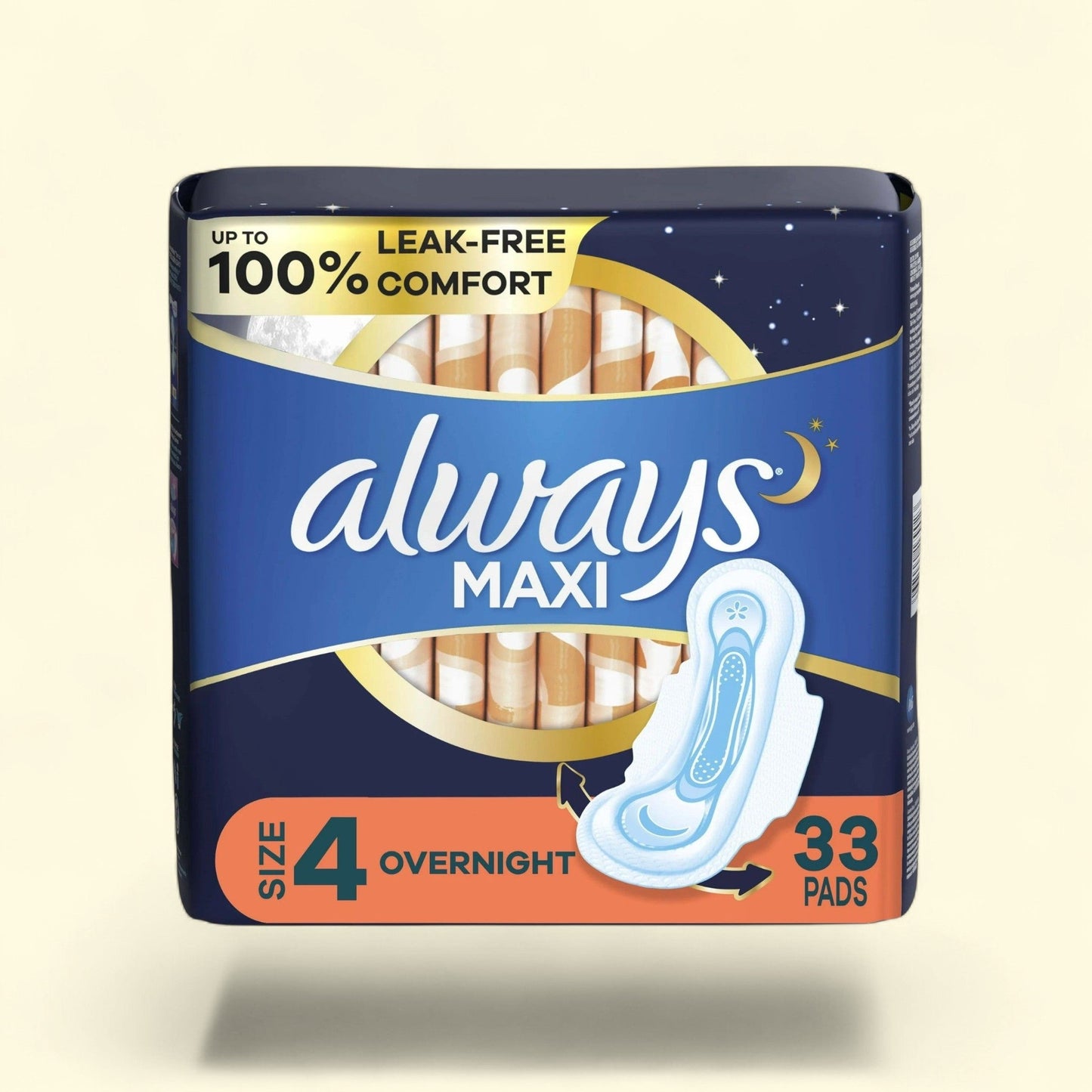 Always Maxi Overnight Pads with Wings, Size 4, 33 CT