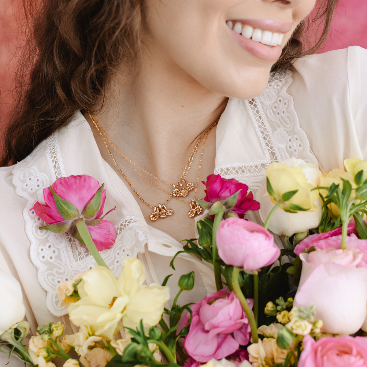 Birth Flower Charm Stacker Necklace