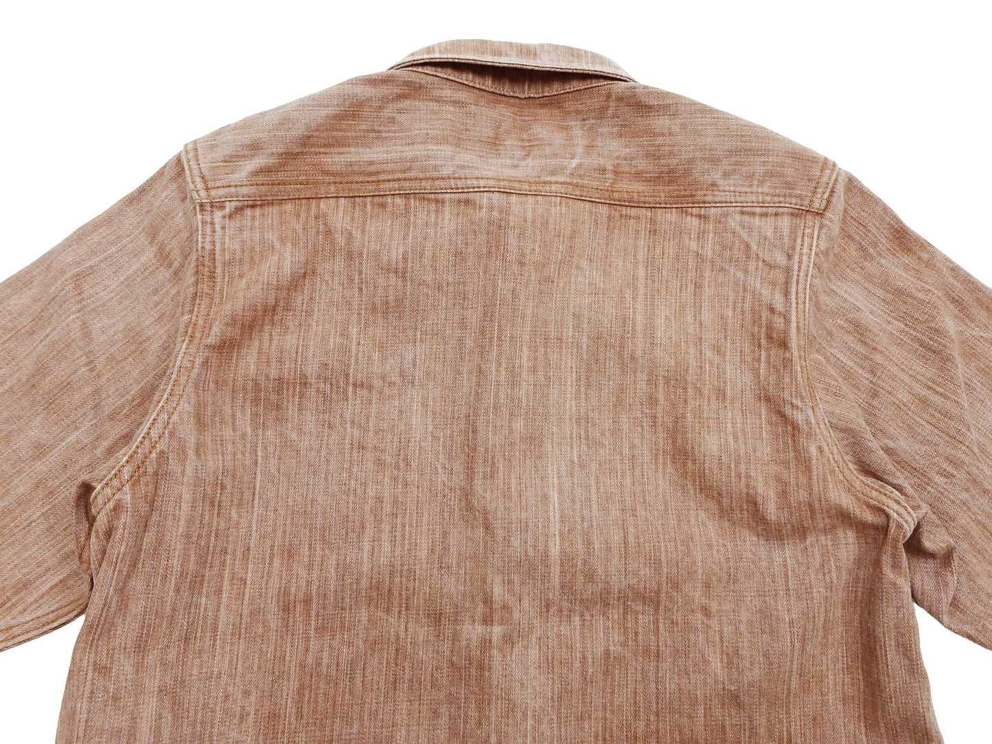Studio D'artisan Men's 13 oz Kakishibu Persimmon-Dyed Denim Work Shirt, Made in Japan Heavyweight Long Sleeve Earth-Tone shirt (SDA D5732 Reddish-Brown)