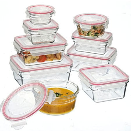 Glasslock Oven Safe Glass Food Containers Mixed Size - Set of 9 | Freezer, Oven & Air Fryer Safe