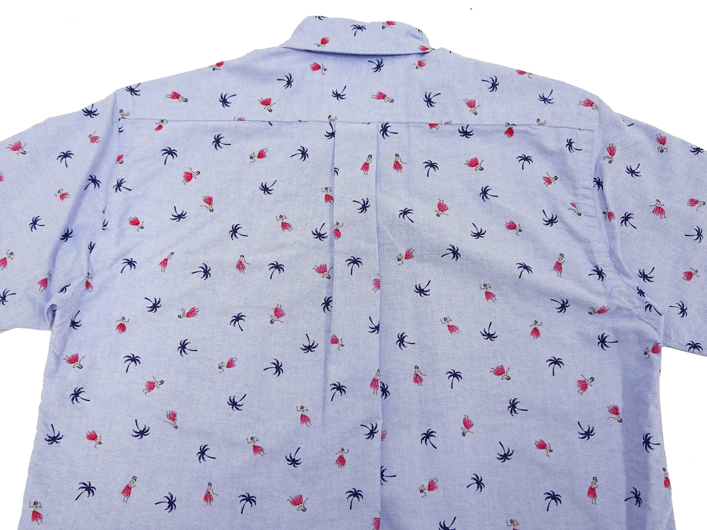 Sun Surf Casual Button Down Shirt Men's Short Sleeve Hula Dancer Palm Tree All-over Print Oxford Button Up Shirt SS39282 125 Blue