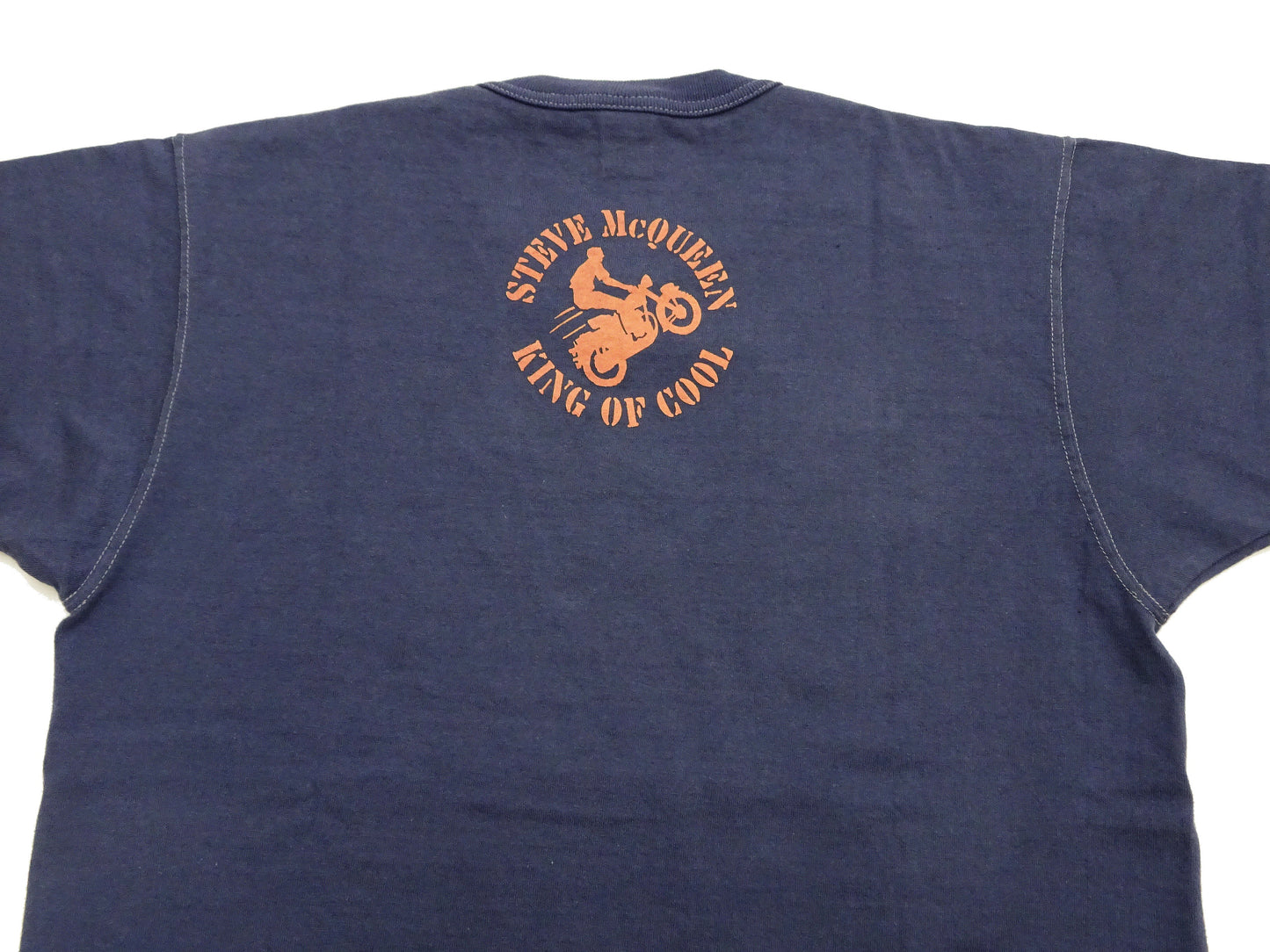 TOYS McCOY Men's Short-Sleeve Steve McQueen Graphic T-Shirt, Tubular Knit Jersey, One-Wash, Made in Japan (TMC2605 120 Muted Blue)