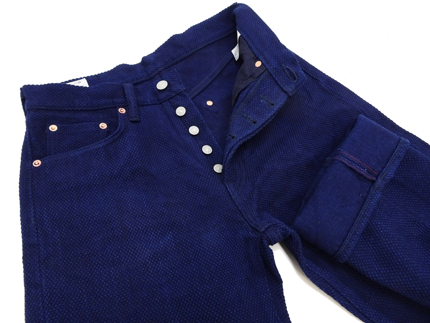 Studio D'Artisan Deep Indigo Selvedge Sashiko Jeans - 14 oz - Regular Straight - Button Fly - Made in Japan (SDA 1907 One Wash)