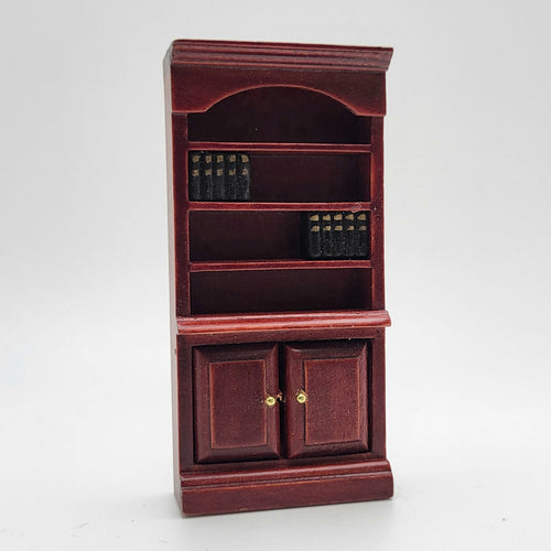 Mahogany Bookcase with Books - 1/12 Scale Dollhouse Miniature