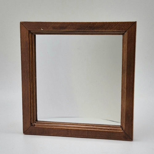 Square Walnut Wall Mirror - 1/12 Scale Dollhouse Miniature