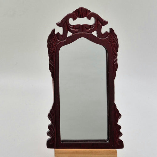 Tall Mahogany Wall Mirror - 1/12 Scale Dollhouse Miniatuare