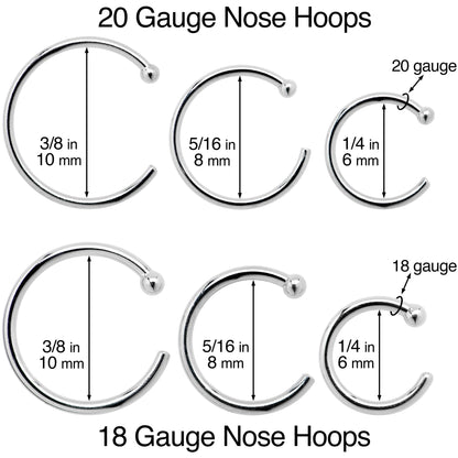 20G 5/16 Solid 18K White Gold Nose Hoop