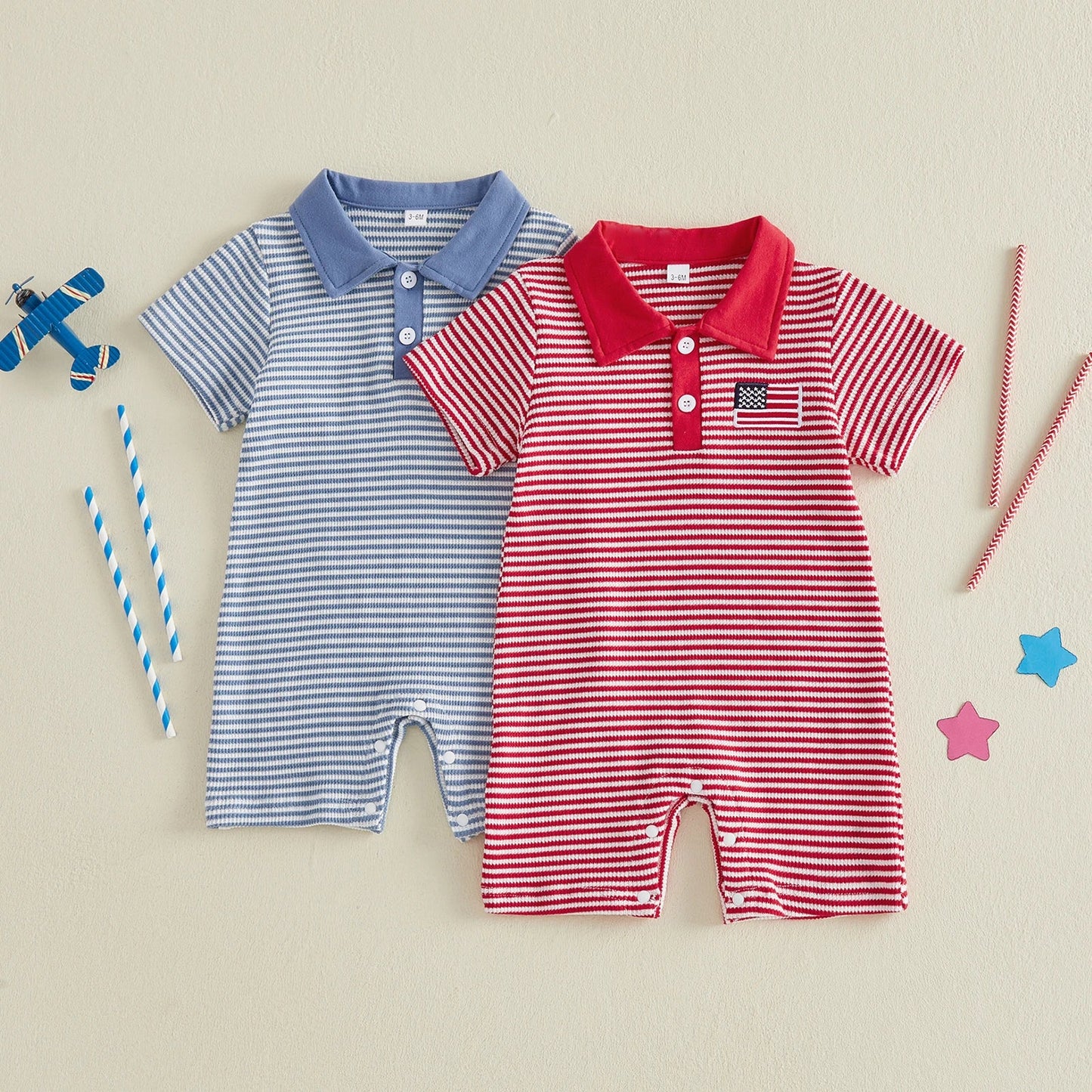 AMERICA Striped Polo Jumpsuit