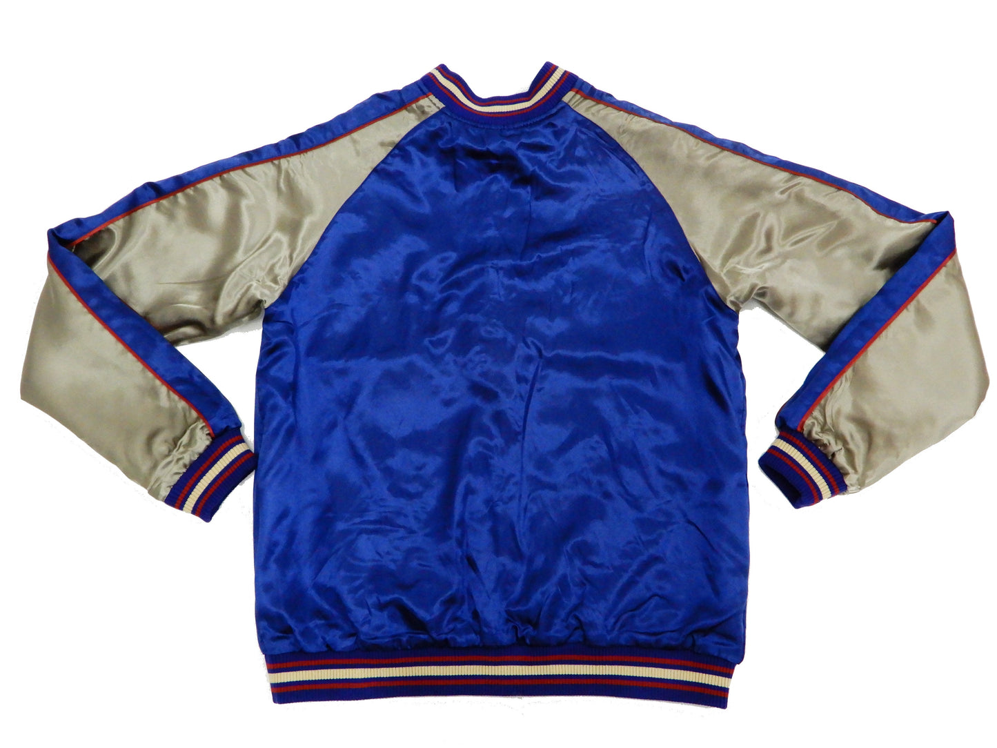 Japanesque Men's Japanese Souvenir Jacket Goldfish Embroidered Sukajan 3RSJ-015 Blue/Beige
