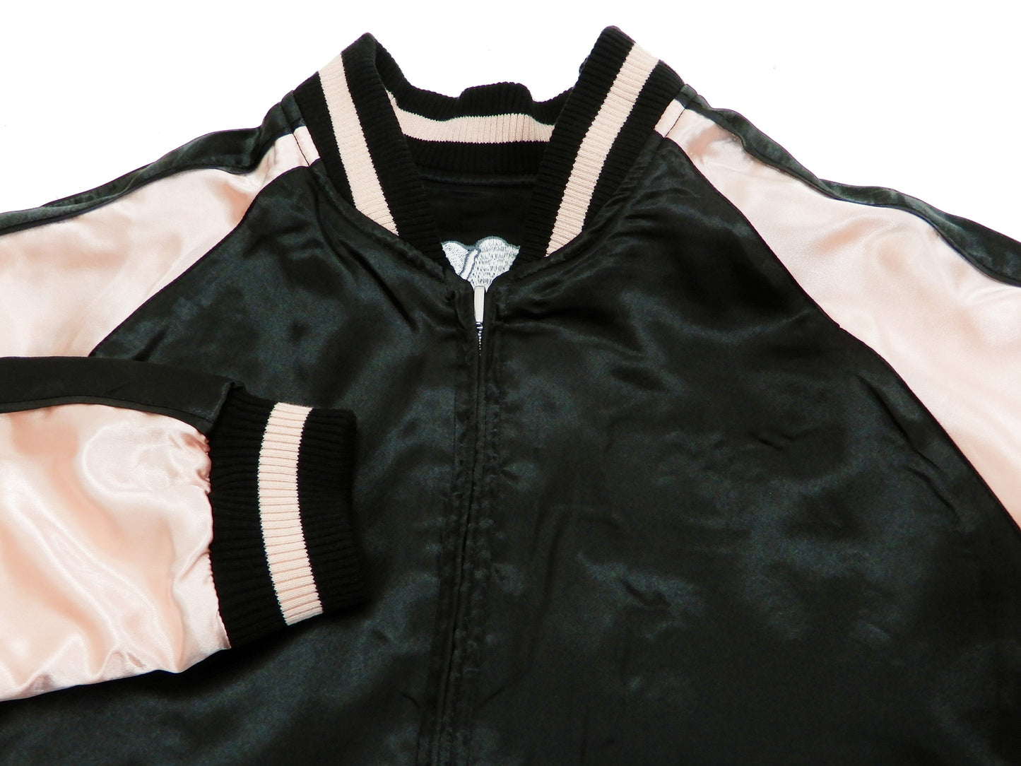 Japanesque Men's Japanese Souvenir Jacket koi fish Embroidered Sukajan 3RSJ-022 Black/Pink