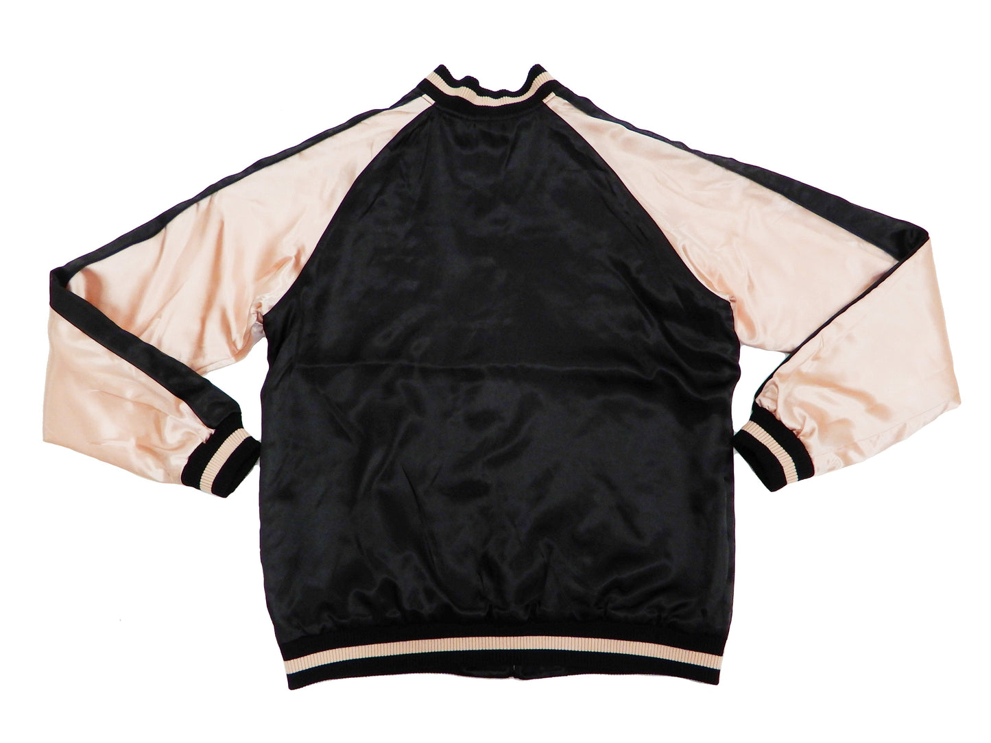 Japanesque Men's Japanese Souvenir Jacket koi fish Embroidered Sukajan 3RSJ-022 Black/Pink