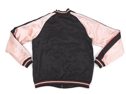 Japanesque Sukajan Men's Japanese Souvenir Jacket Japanese Koi fish 3RSJ-754 Black/Pink