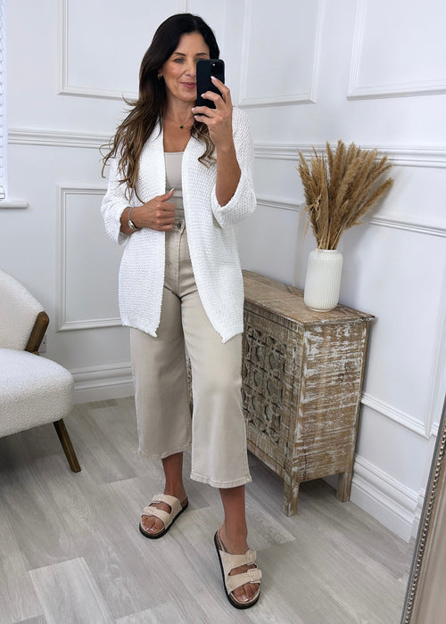 Clara White Knit Cardigan