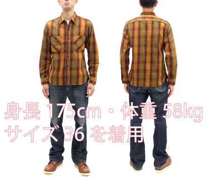 Studio D'artisan Plaid Flannel Shirt Men's Casual Heavyweight Cotton Long Sleeve Button-Up Work Shirt 5714 Yellow