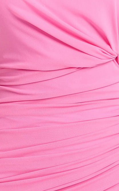 Francis Maxi Dress - Halter Ruched Backless Dress in Pink
