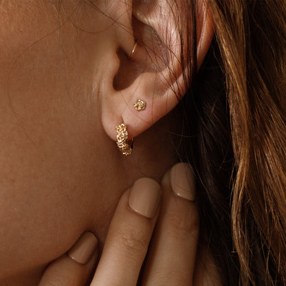 June CZ Birth Flower Huggie Hoop Earrings