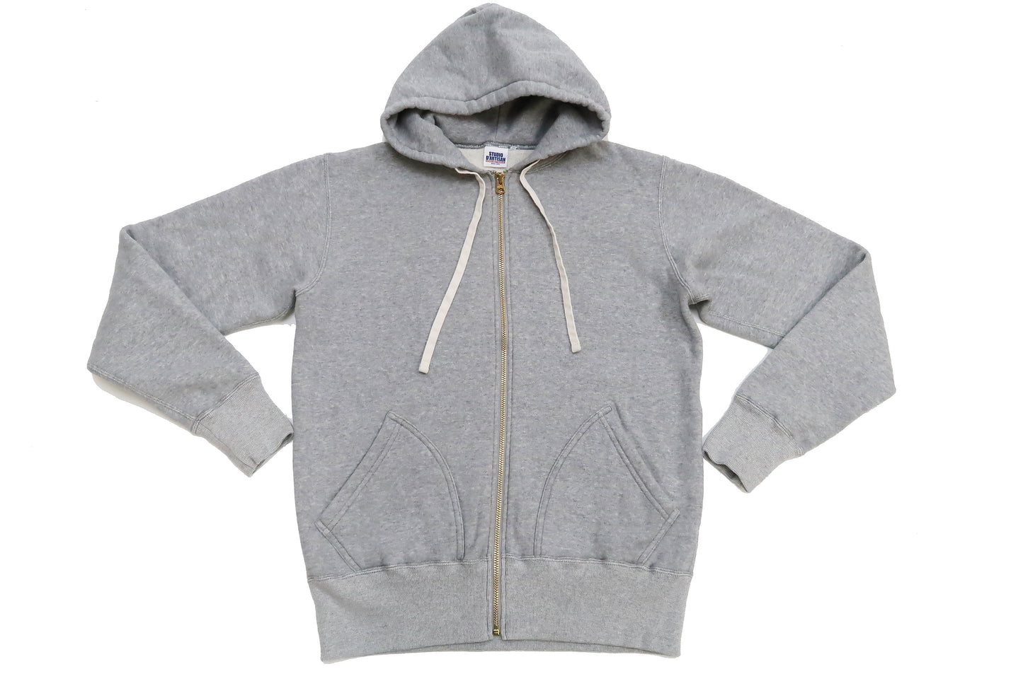 Studio D'artisan Plain Hoodie Men's Solid Zip-Up Hooded Sweatshirt 8087M Heather-Grey