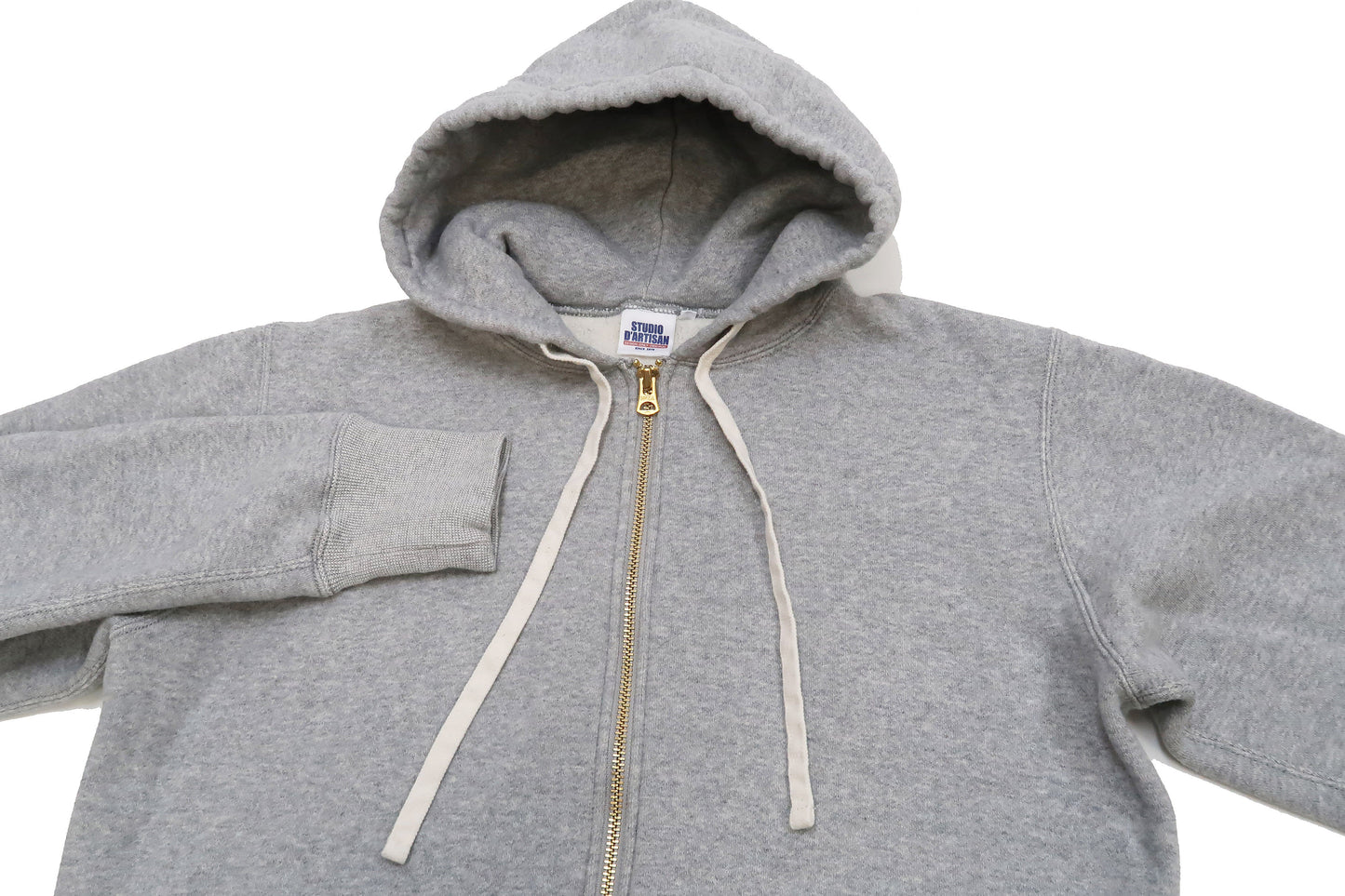 Studio D'artisan Plain Hoodie Men's Solid Zip-Up Hooded Sweatshirt 8087M Heather-Grey