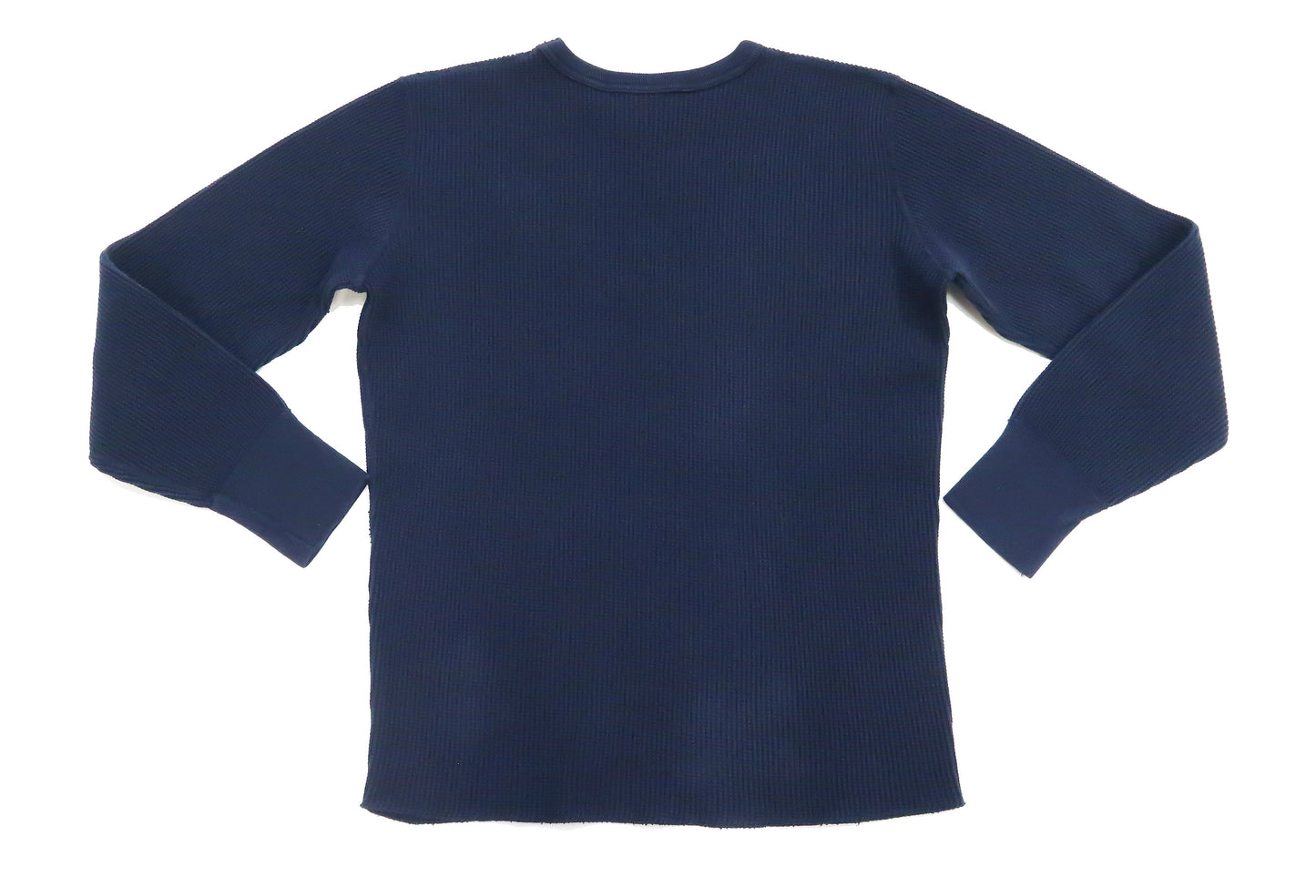 Studio D'Artisan Men's Heavyweight Waffle Knit Thermal Long Sleeve T-Shirt - 100% Cotton, Crew Neck, Ribbed Cuffs, Raw-edge hem, Made in Japan (SDA 9936) Navy-Blue