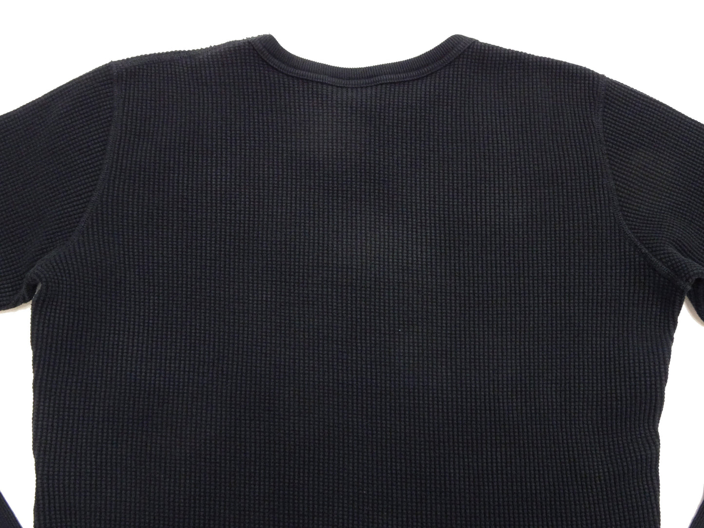 Studio D'Artisan Men's Heavyweight Waffle Knit Thermal Long Sleeve T-Shirt - 100% Cotton, Crew Neck, Ribbed Cuffs, Raw-edge hem, Made in Japan (SDA 9936) Black