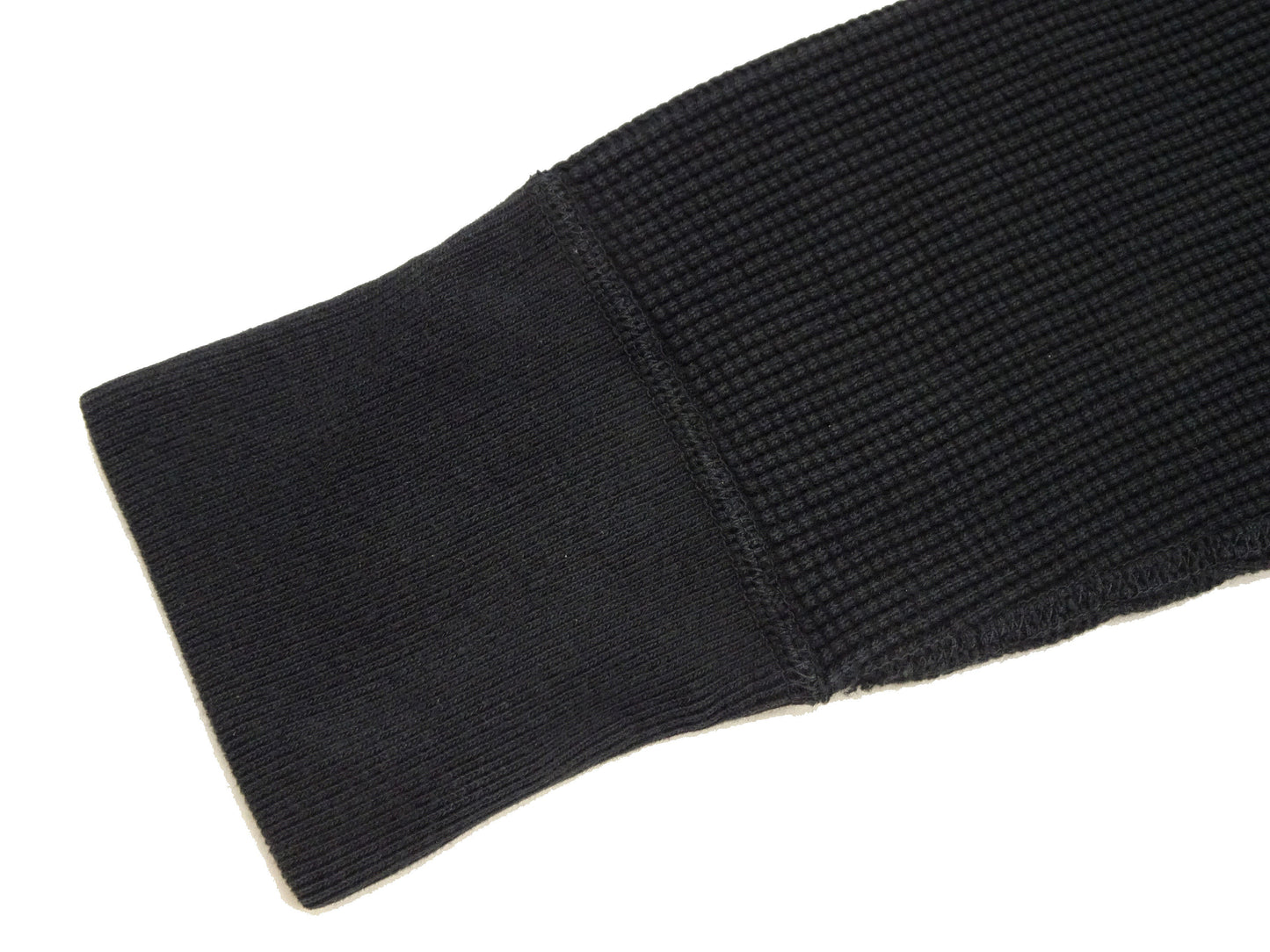 Studio D'Artisan Men's Heavyweight Waffle Knit Thermal Henley Long Sleeve T-Shirt - 100% Cotton, Ribbed Crew Neck Band, Ribbed Cuffs, Raw-edge hem, Made in Japan (SDA 9937) Black