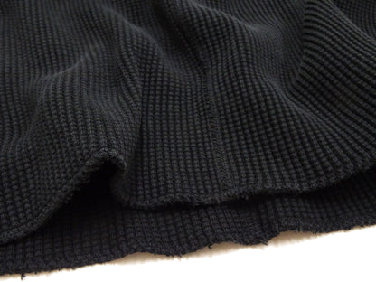 Studio D'Artisan Men's Heavyweight Waffle Knit Thermal Henley Long Sleeve T-Shirt - 100% Cotton, Ribbed Crew Neck Band, Ribbed Cuffs, Raw-edge hem, Made in Japan (SDA 9937) Black