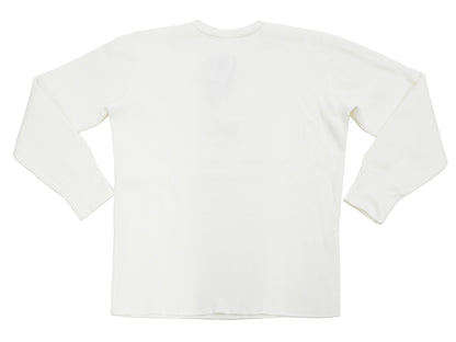 Studio D'Artisan Men's Heavyweight Waffle Knit Thermal Henley Long Sleeve T-Shirt - 100% Cotton, Ribbed Crew Neck Band, Ribbed Cuffs, Raw-edge hem, Made in Japan (SDA 9937) White