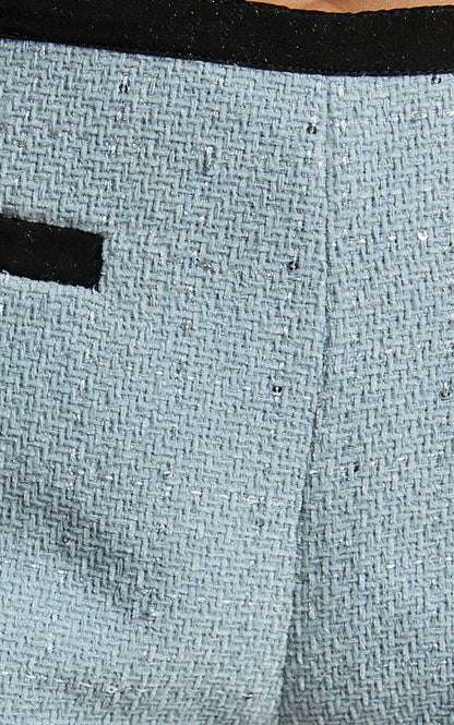 Gina Shorts - Contrast Pocket Detail Shorts With Hardware Trim in Ice Blue