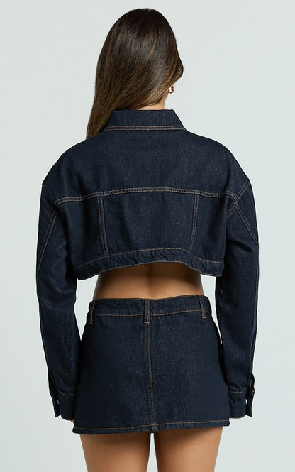 Fabia Skort - Denim Mid Rise Skort in Raw Denim Wash