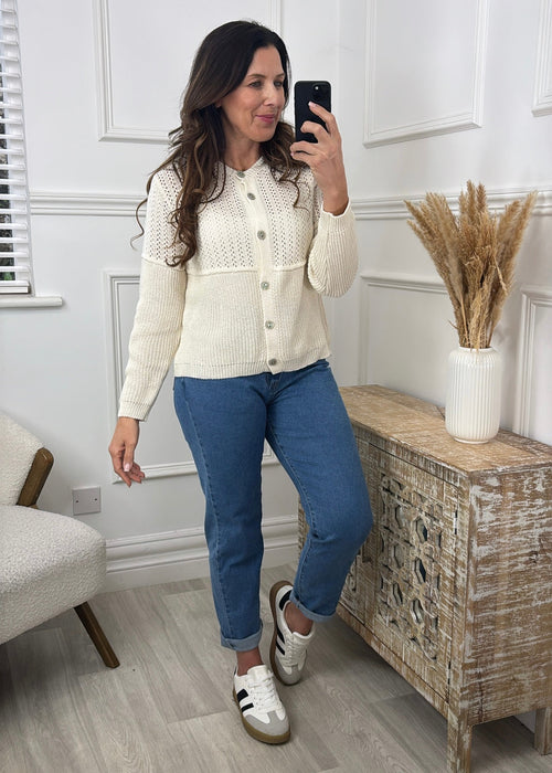 Lainey Cream Open Stitch Knit Cardigan