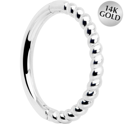 14k Solid White Gold Hinged Segment Ring Forward Facing Twisted 18G 5/16
