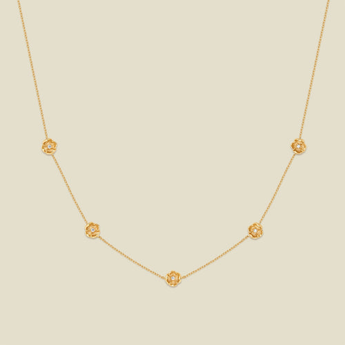 August CZ Birth Flower Station Necklace