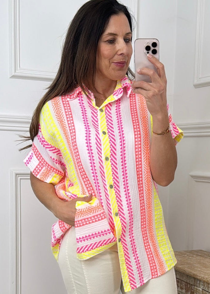 Morgana Cream Tribal Stripe Shirt