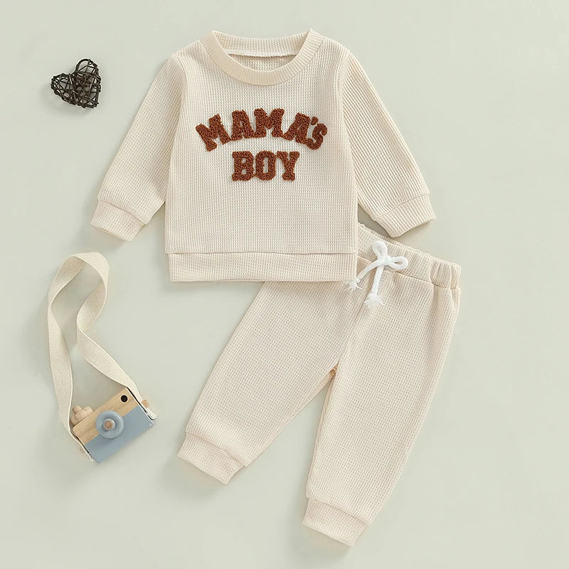 MAMA'S BOY Waffle Knit Outfit