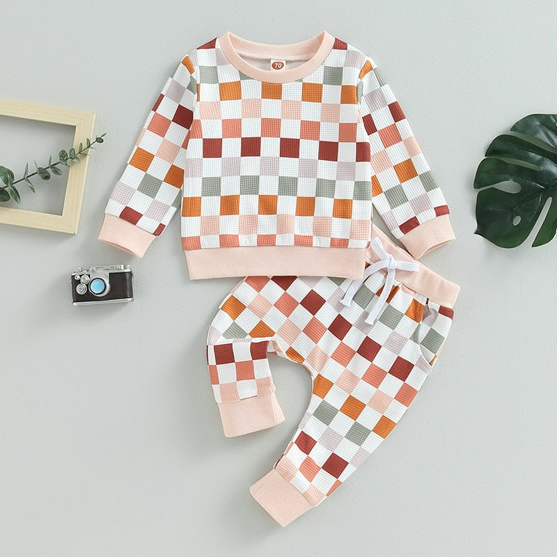 PASTEL CHECKERS Waffle Knit Outfit