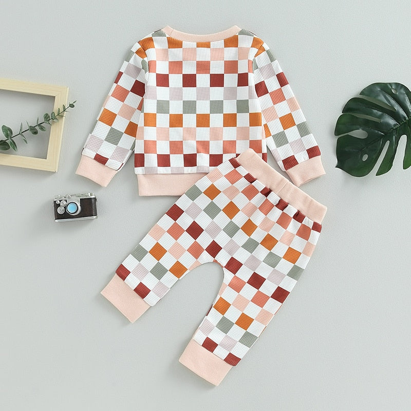 PASTEL CHECKERS Waffle Knit Outfit