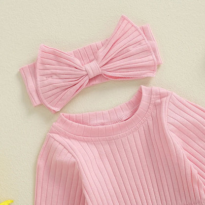 SADIE Long-Sleeve Ribbed Onesie with Headband