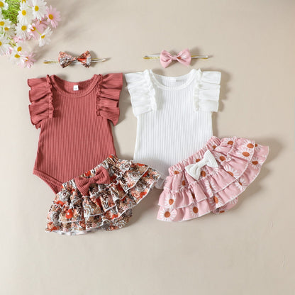 RHEA Floral Ruffle Outfit with Headband