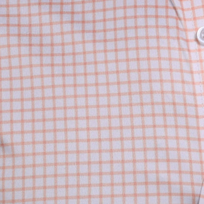 Semi-Spread Collar Polo Orange Grid