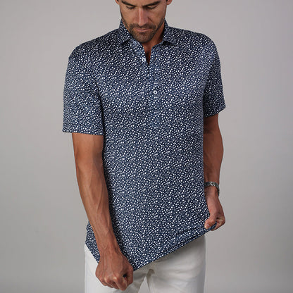 Semi-Spread Collar Polo Navy Floral