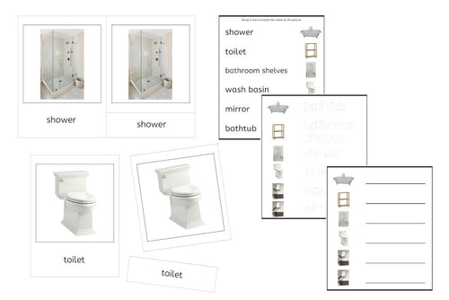 Pink Bathroom Language Exercise Cards - Set B (PDF)