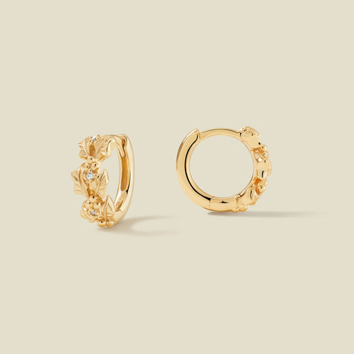 December CZ Birth Flower Huggie Hoop Earrings