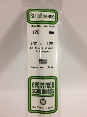Evergreen .100" x .125" White Strip - Polystyrene - #176
