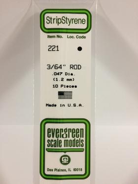 Evergreen Rod .047" Diameter - Opaque White Polystyrene - #221