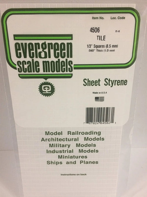 Evergreen Square Tile - 1/3" - Opaque White Polystyrene - #4506
