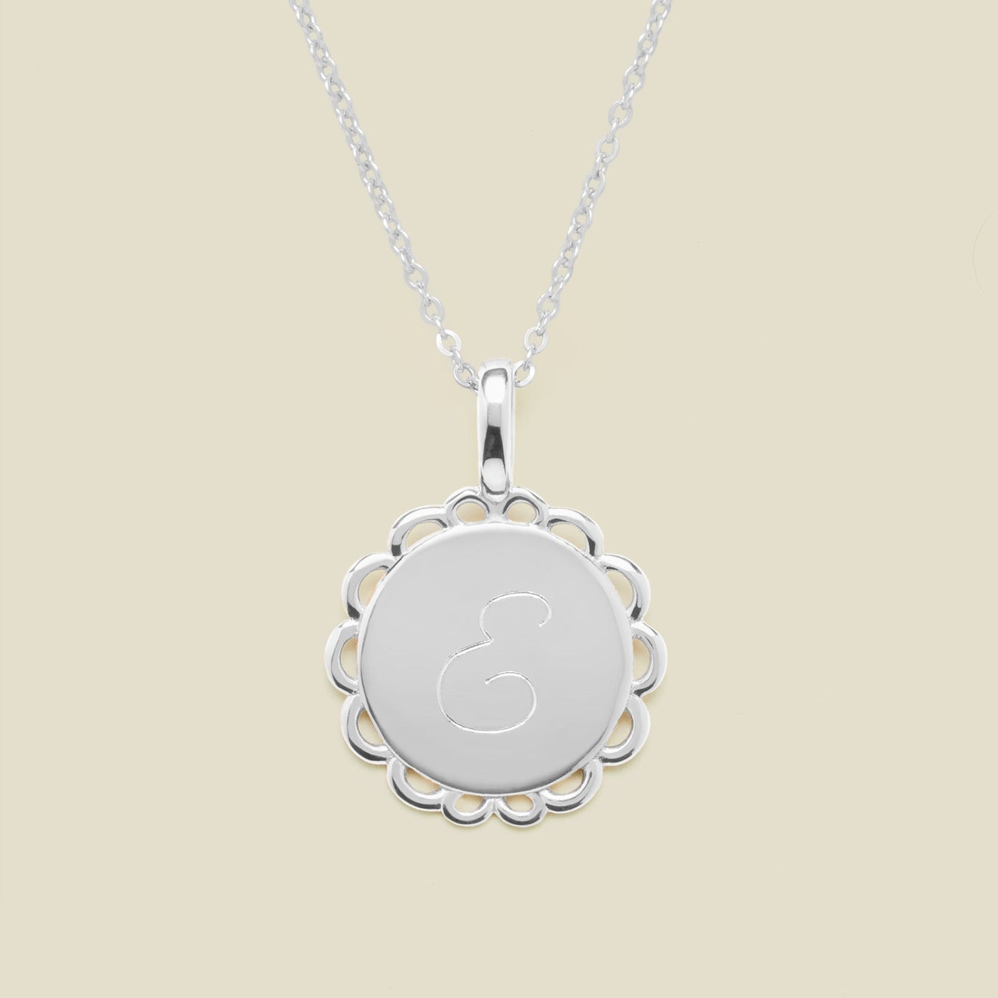 Engravable Ornate Circle Charm Necklace